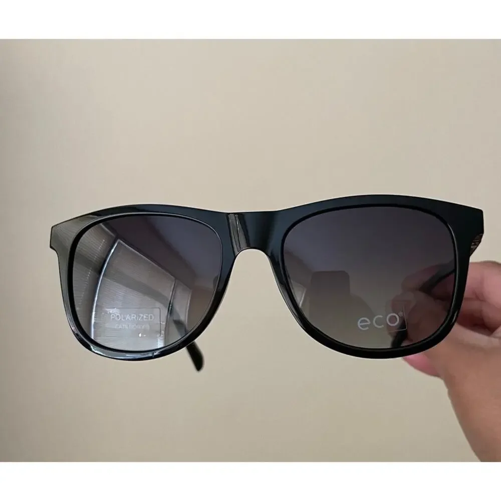 New ECO Spruce Mens Polarized Black Square Sunglasses